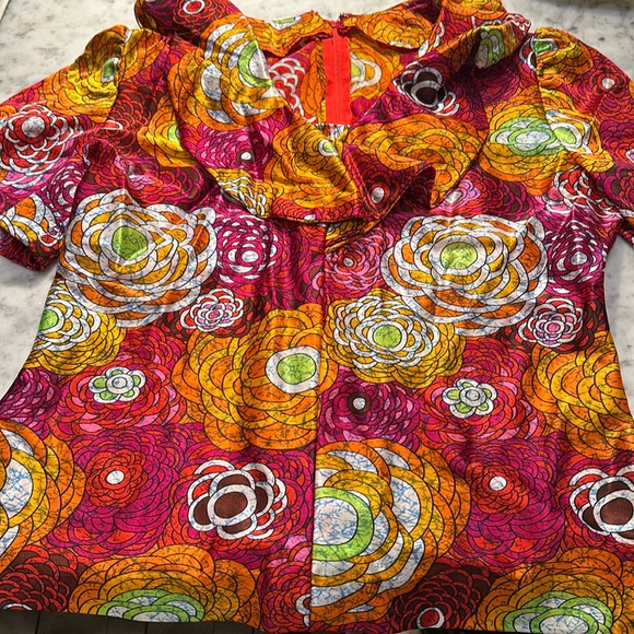 Vintage amazing bohemian retro ruffle collar handmade blouse - Picture 2 of 6